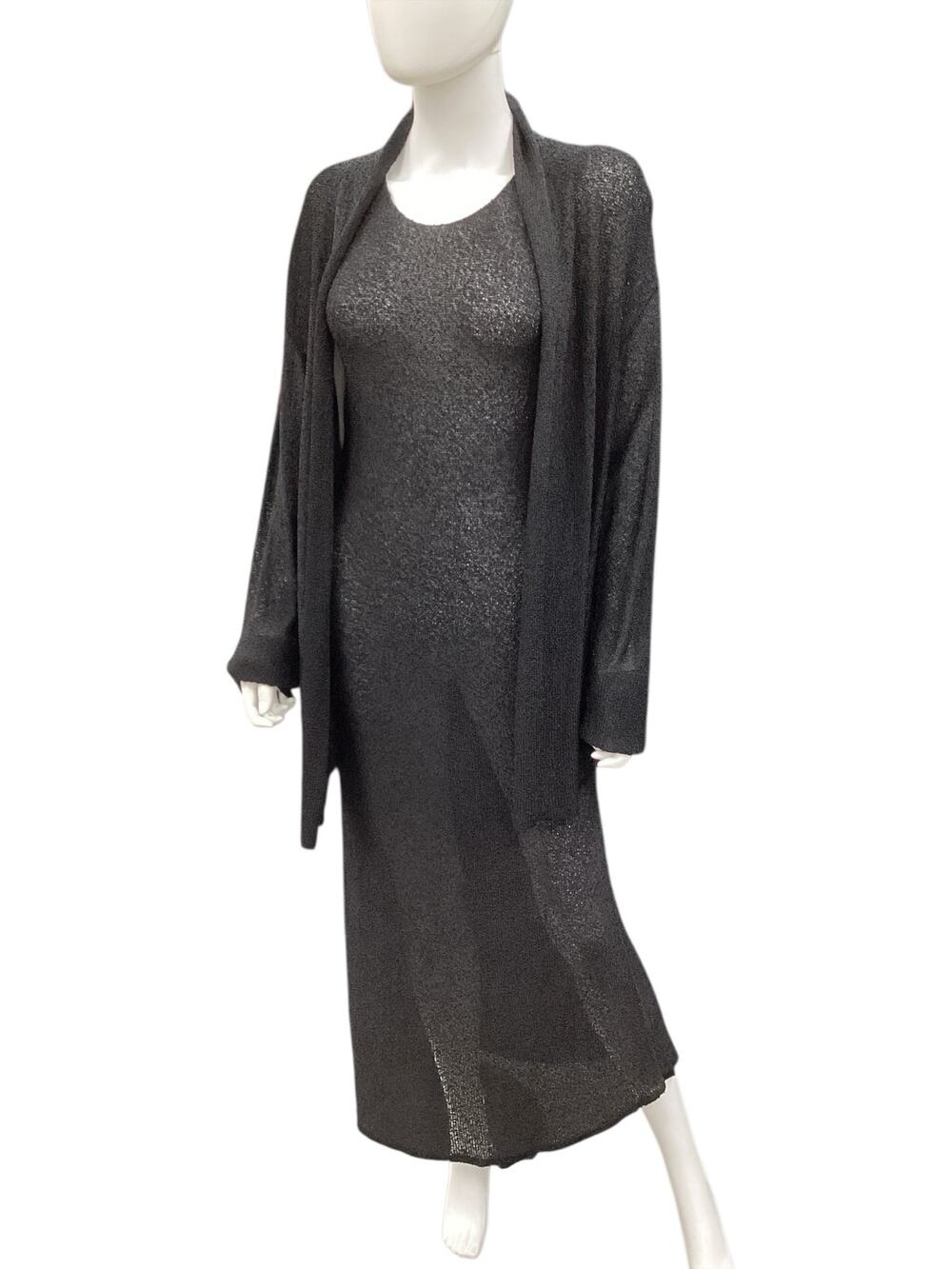 Not Used VTG Carol Horn 2-PieceSet Women’s Size M Knit Long Dress+Cover Up Black
